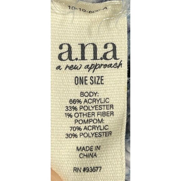 a.n.a Womens Blue Marled Yarn Pom-Pom Beanie Hat One Size - Picture 7 of 8